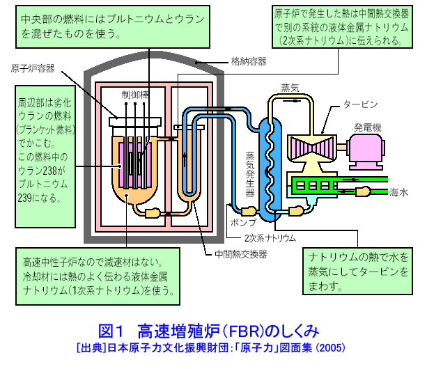 図１  高速増殖炉（FBR）のしくみ