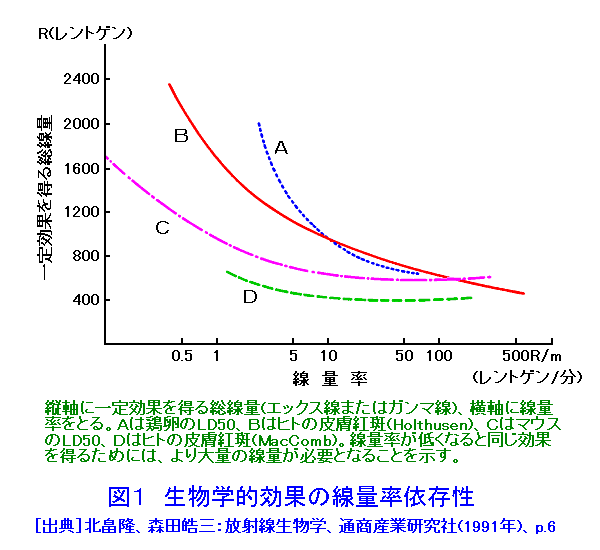 図１  生物学的効果の線量率依存性