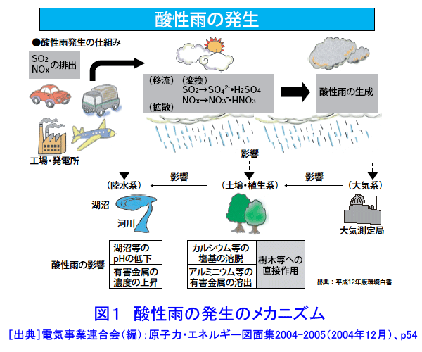 図１  酸性雨の発生メカニズム