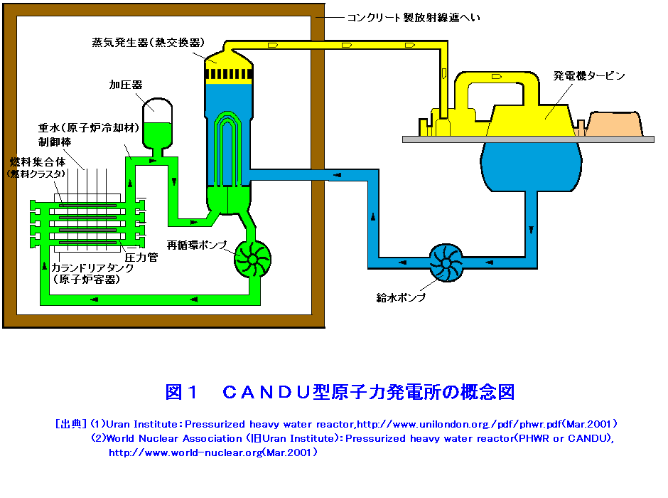 図１  CANDU型原子力発電所の概念図