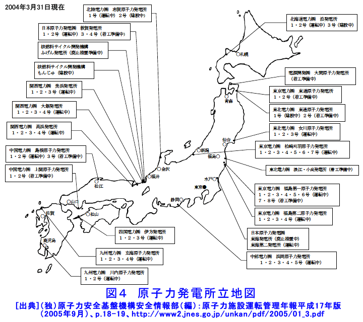 原子力発電所立地図