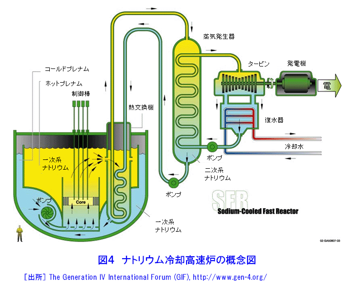 図４  ナトリウム冷却高速炉の概念図