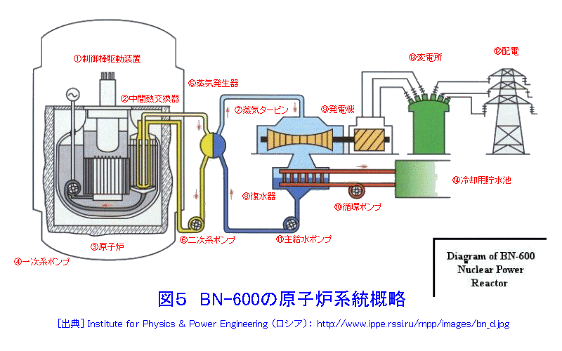図５  BN-600の原子炉系統概略