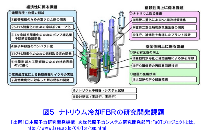 図５  ナトリウム冷却FBRの研究開発課題
