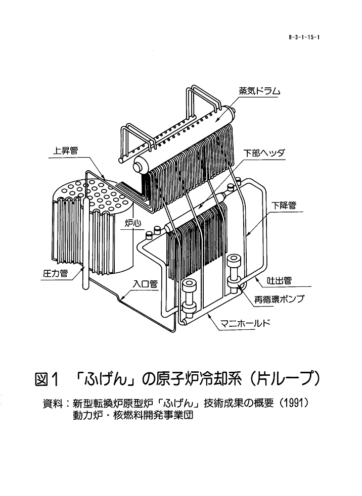 図１  「ふげん」の原子炉冷却系（片ループ）