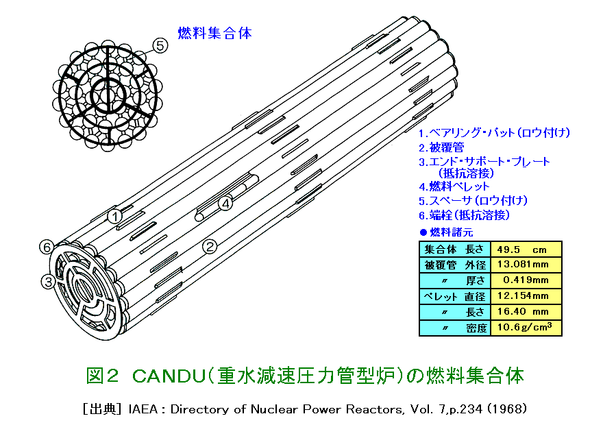 図２  CANDU（重水減速圧力管型炉）の燃料集合体