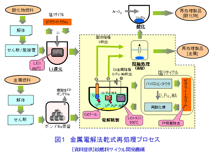図１  金属電解法乾式再処理プロセス