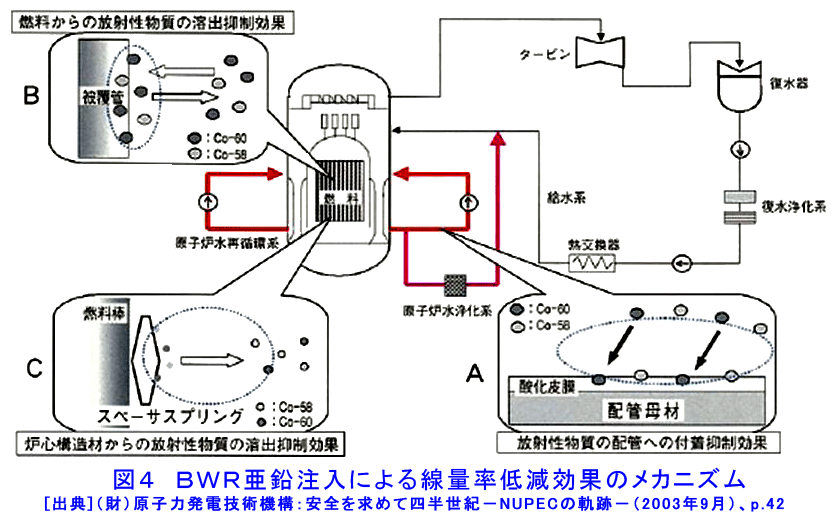 図４  BWR亜鉛注入による線量率低減効果のメカニズム