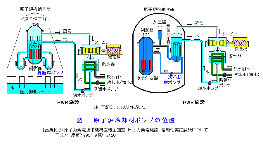 図１  原子炉冷却材ポンプの位置