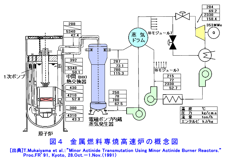 図４  金属燃料専焼高速炉の概念図