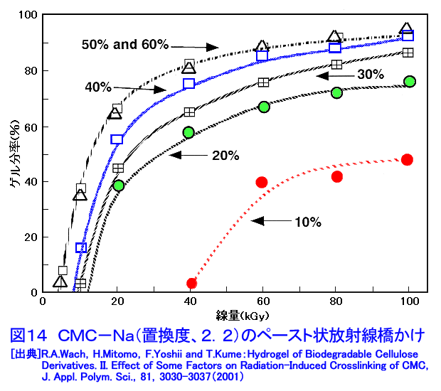 CMC-Na（置換度、2.2）のペースト状放射線橋かけ
