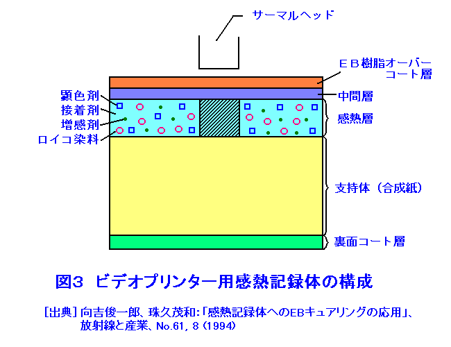 図３  ビデオプリンター用感熱記録体の構成