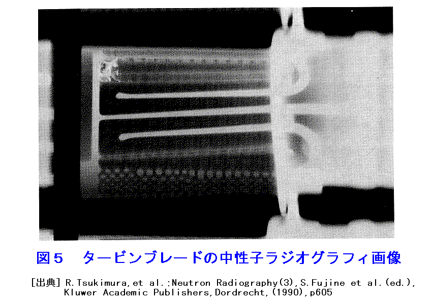 タービンブレードの中性子ラジオグラフィ画像