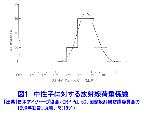 図１  中性子に対する放射線荷重係数