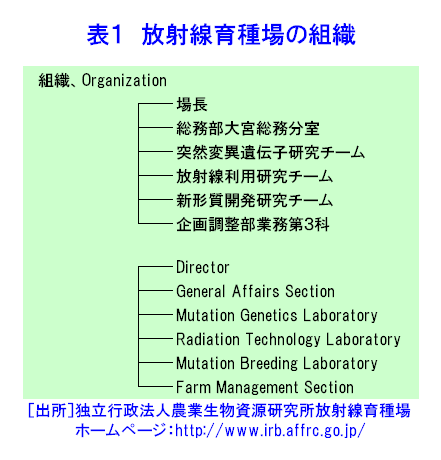 表１  放射線育種場の組織