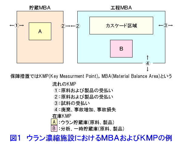 図１  ウラン濃縮施設におけるMBAおよびKMPの例