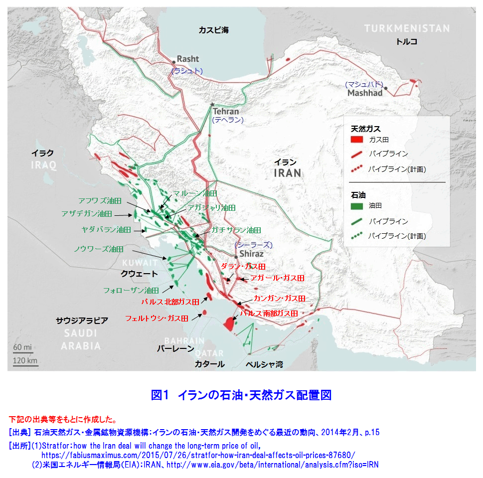 イランの石油・天然ガス配置図